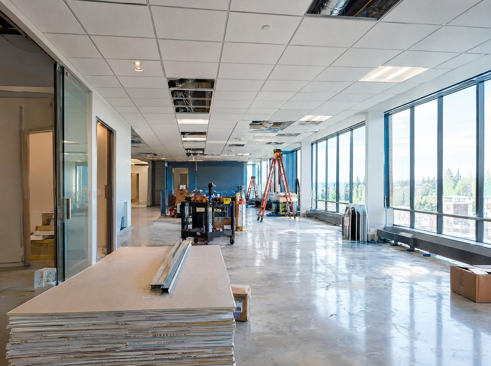 Office build-out in progress in a Minnesota commercial property