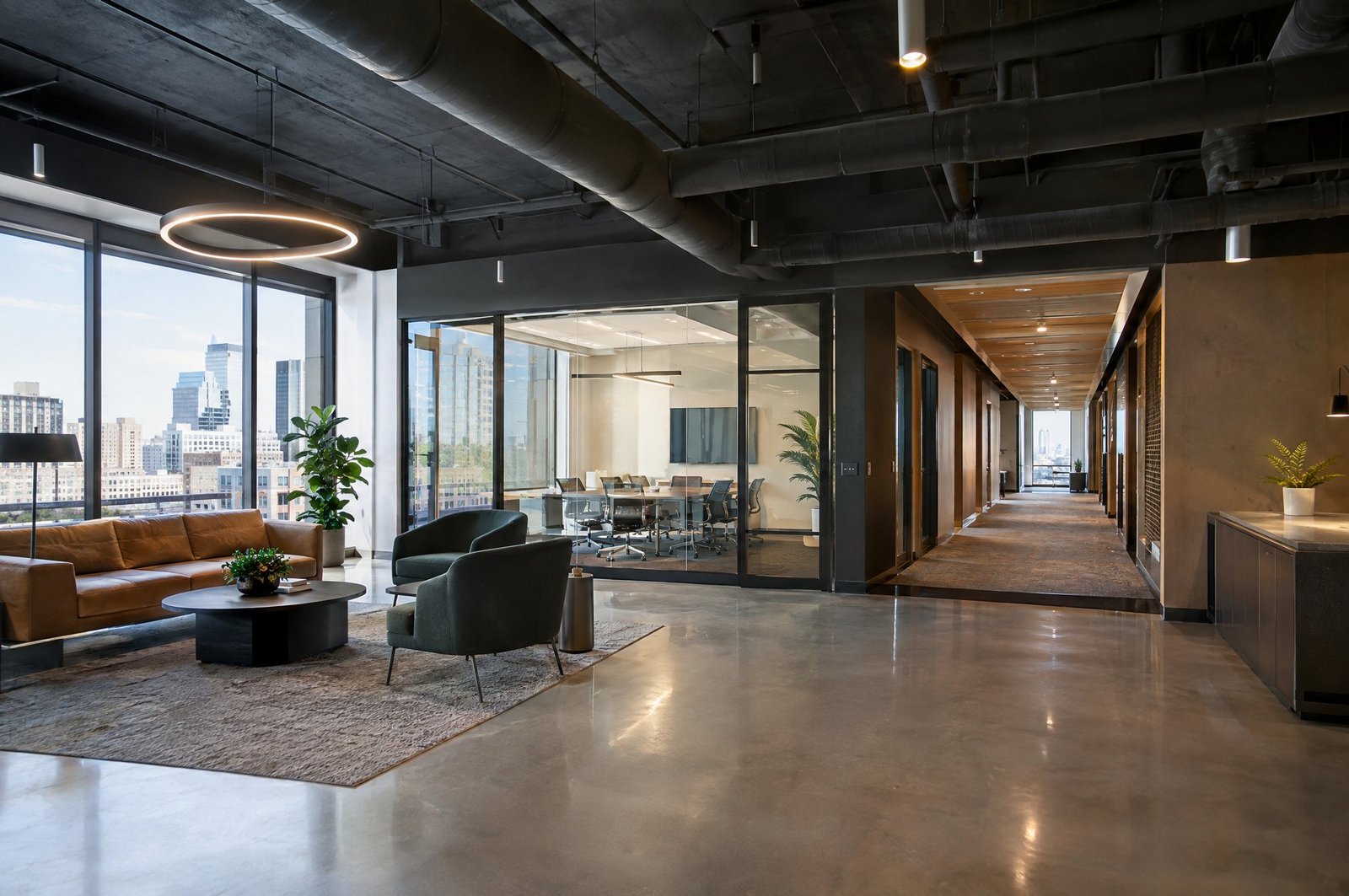 Renovated modern office interior with clean architectural finishes