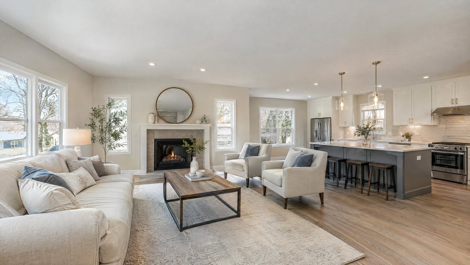 Sale-ready home interior with new flooring and an updated kitchen